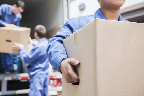 Man with van service moving boxes and furniture