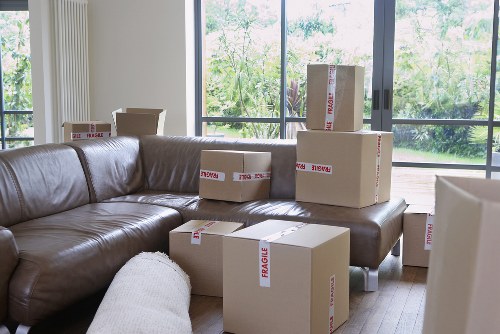 Moving boxes and household items prepared for a man and van service
