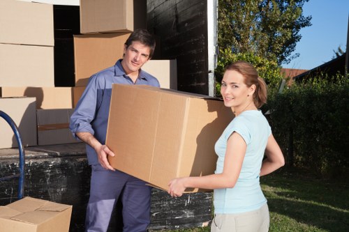 Packed boxes and furniture ready for a residential removal
