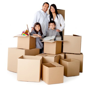 Removal van and moving boxes for a South London home move